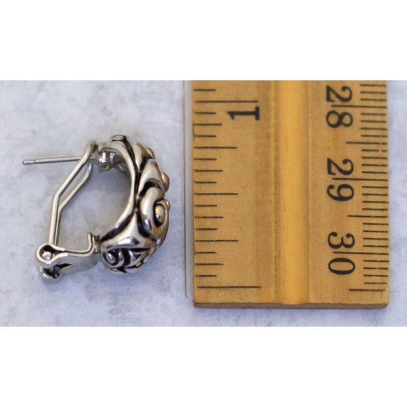 Vintage Silver Tone Earrings, Edwardian Earrings, Intricate Stud Earrings - CF1 - Picture 3 of 3